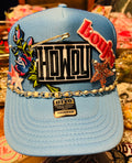 Howdy Blue Trucker Hat with Pearl Chain