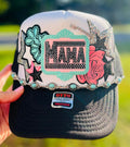 Mama Turquoise Rose Trucker Hat