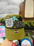 Olive Howdy Initial Trucker Hat