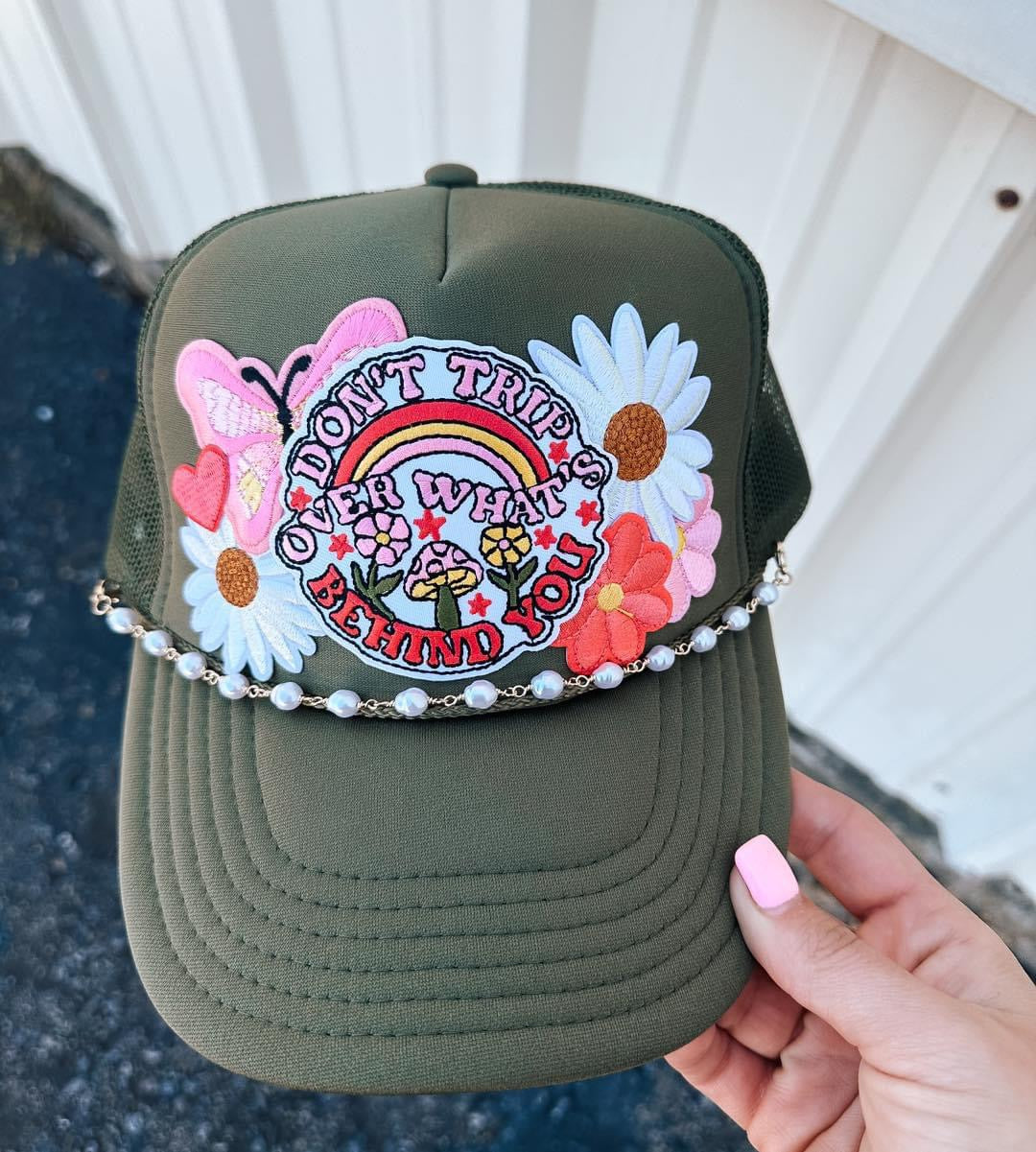 Don’t Trip Olive Trucker Hat
