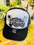 Black & White Butterfly Biker Trucker Hat