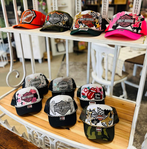 Black & White Butterfly Biker Trucker Hat