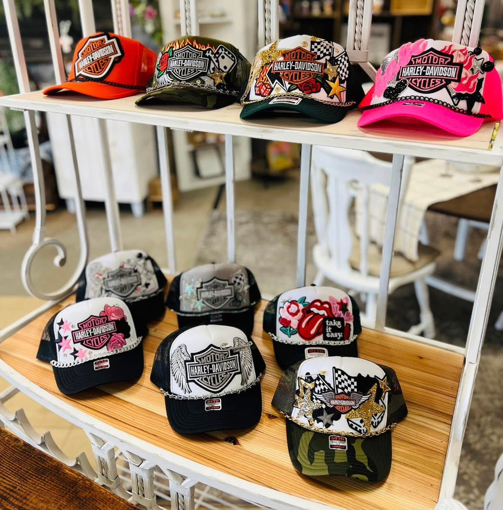 Black & White Playing Card Biker Trucker Hat