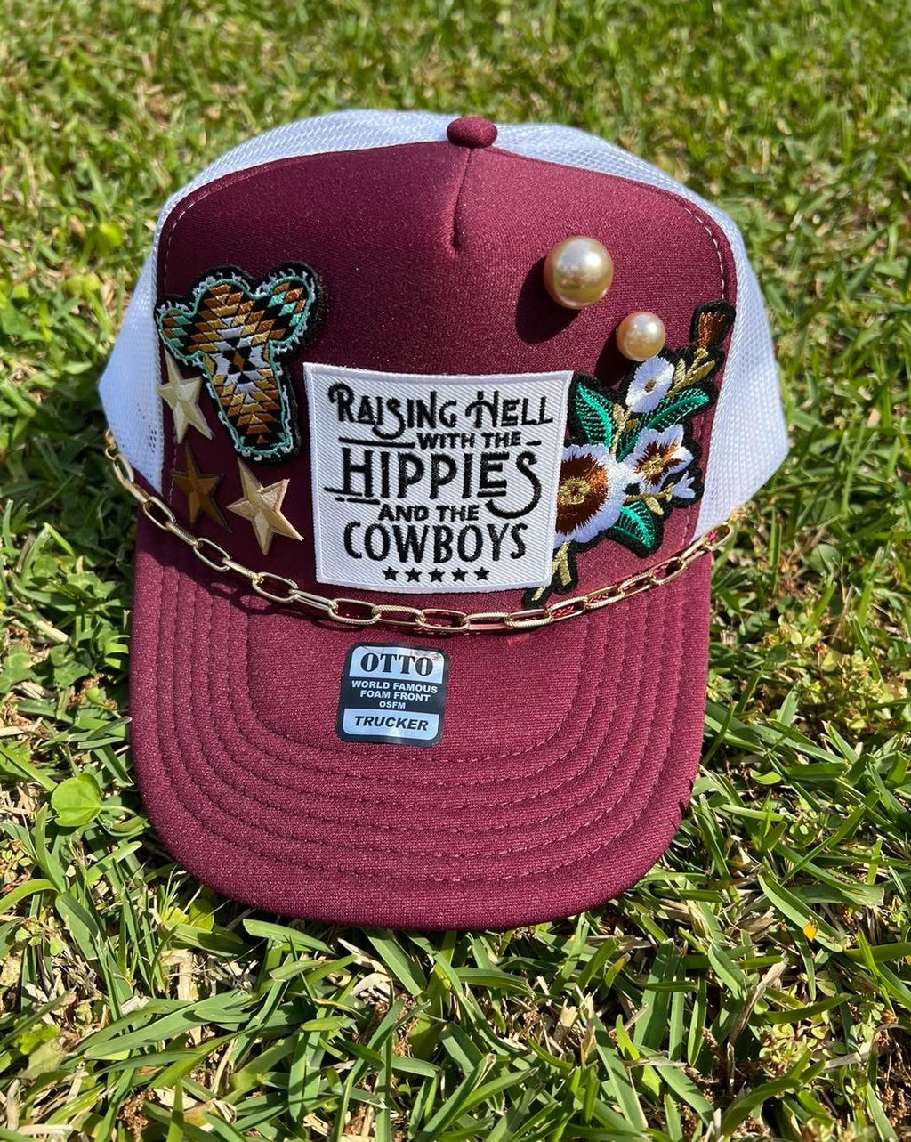 Raising Hell With the Hippies & Cowboys Trucker Hat